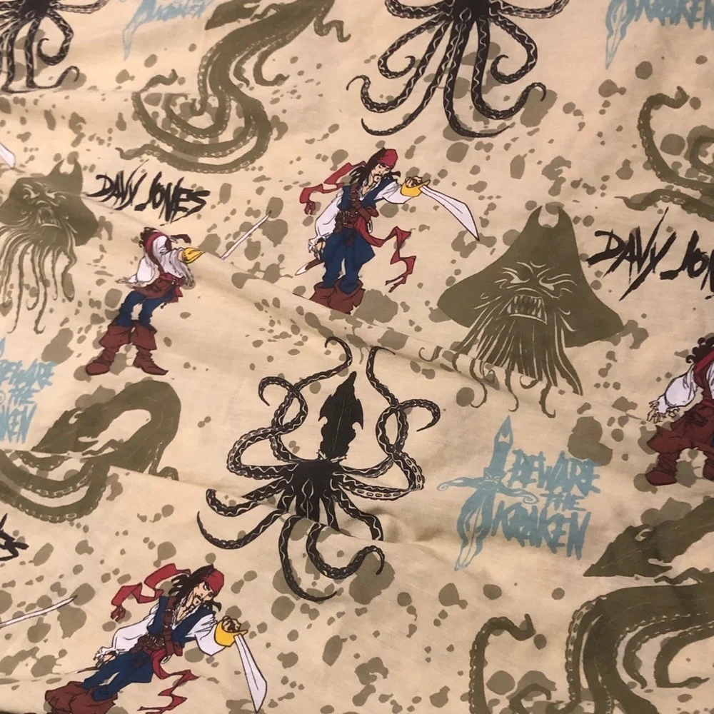 Pirate & Kraken Printed Bedding Sheet - Beige Background
